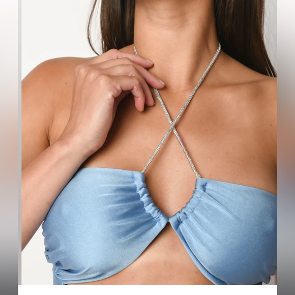 Blue Rhinestone Top Bikini Set - Picture 2 of 8